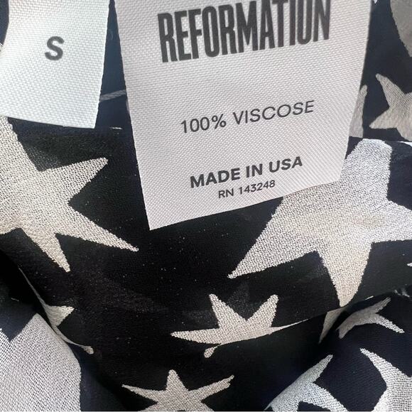 Reformation Cosmo Star Mini Wrap Dress Deep V-Neck Black White Womens Sz S - Picture 7 of 8